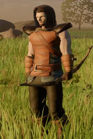 Hunter: leathers and a bow. A Frontier character, cropped from an engine line-up.